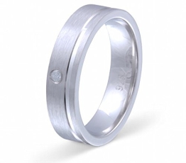 Flame Damen-Ring Trauring Antragsring Partnerring 925er Sterling Silber 1 Zirkonia weiss -gratis Gravur 52 (16.6) S-AA-D - 1