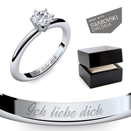 Verlobungsringe mit SWAROVSKI Stein +LUXUSETUI & GRAVUR! Verlobungsring Heiratsantrag Liebesgeschenke Antrag Hochzeit Ich liebe Dich Geschenke Ring Silber 925 Zirkonia wie Diamant AM195-7 SS925ZIFA58 - 1